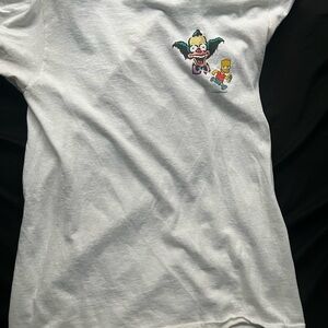 White Simpsons Short Sleeve Tee with Cartoon Design